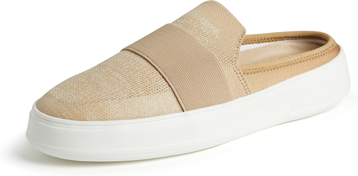 Dearfoams Women's Original Comfort Annie Clog Sneaker, Tan Banded, 8.5