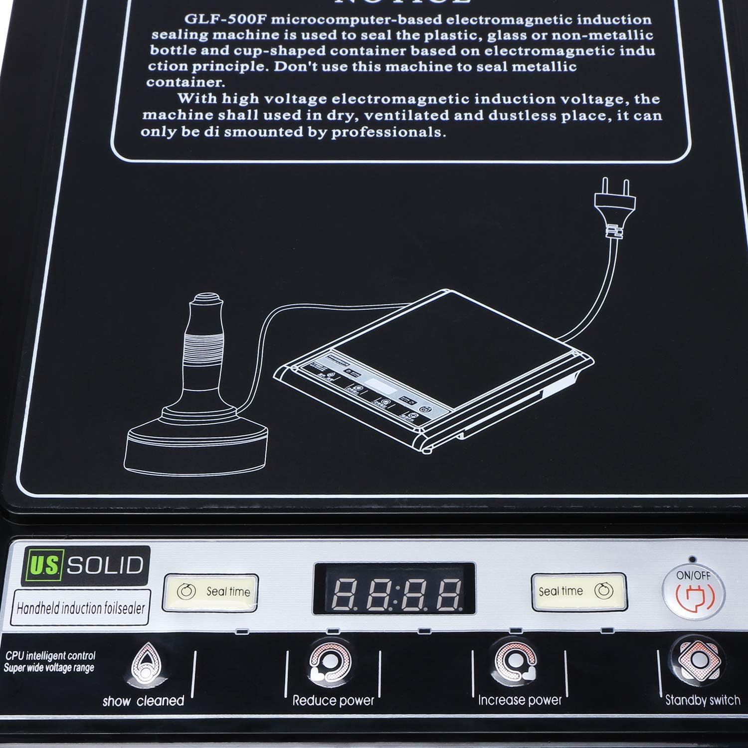 U.S. Solid Portable Handheld Induction Sealer Bottle Cap Sealer for Cap Sizes 15mm -100mm 110 V