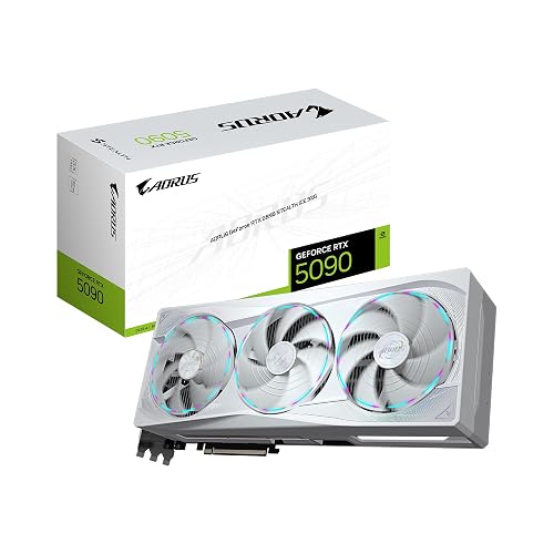 GIGABYTE AORUS GeForce RTX 5090 Stealth ICE 32G Graphics Card, 32GB 512-bit GDDR7, PCIe 5.0, WINDFORCE Cooling System, Versatile VGA Holder, GV-N5090AORUSST ICE-32GDVideo Card
