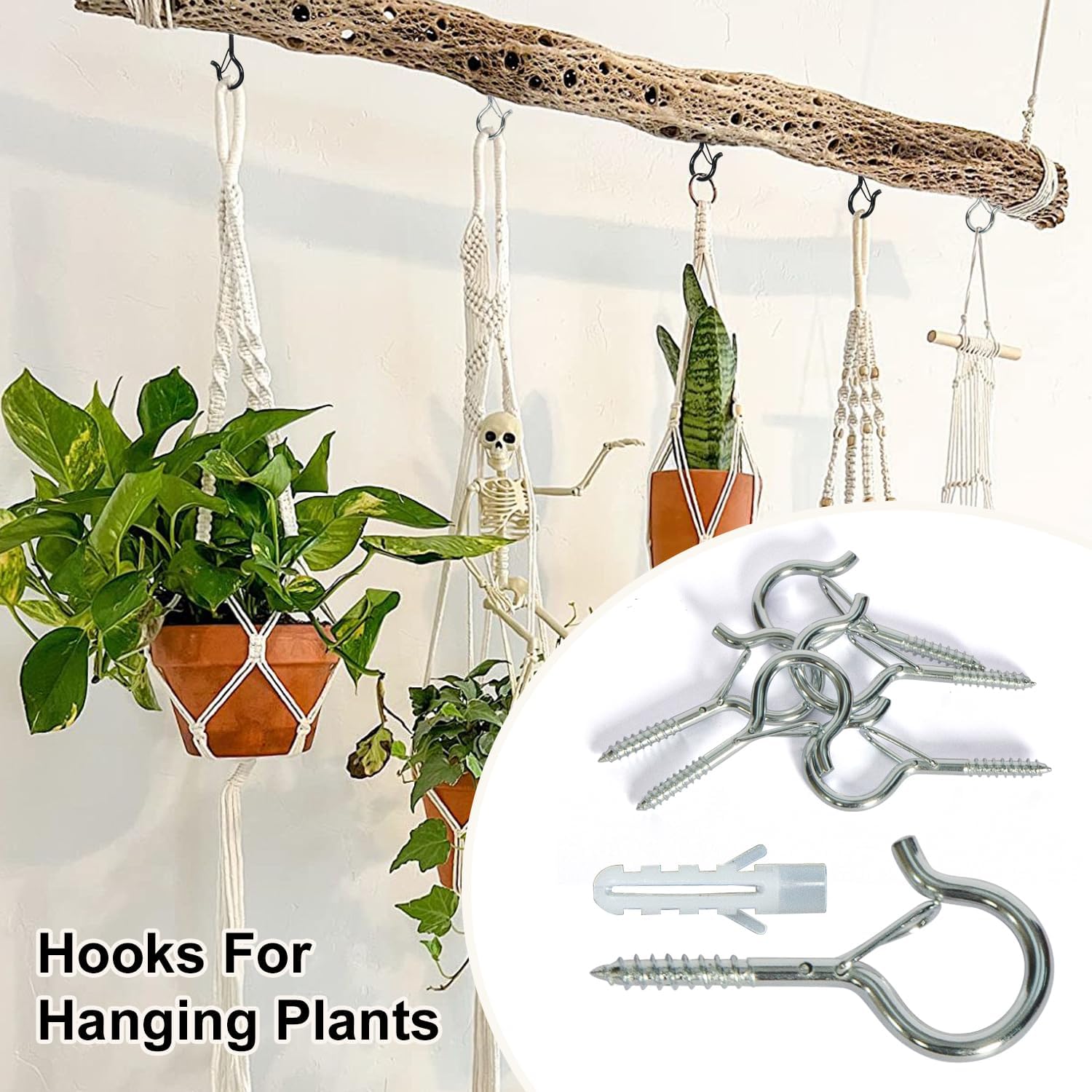 5-Pack Heavy Duty 2.08-Inch SilverScrew Hooks - Rustproof Metal with Safety Lock, 30LB Capacity（Includes Storage Case & Plastic Caps） (5, Silver) image 4