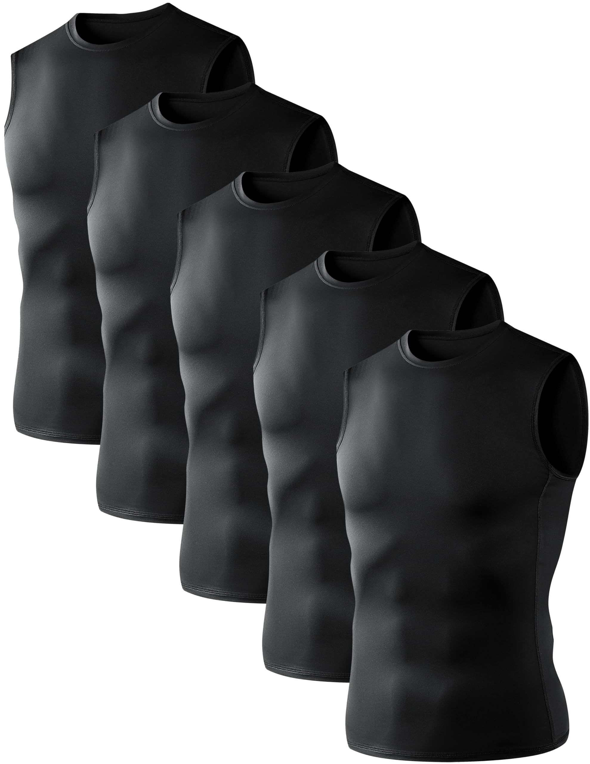 OYGSieg 5/6 Pack Men's Athletic Compression Shirts Sleeveless Tank Top