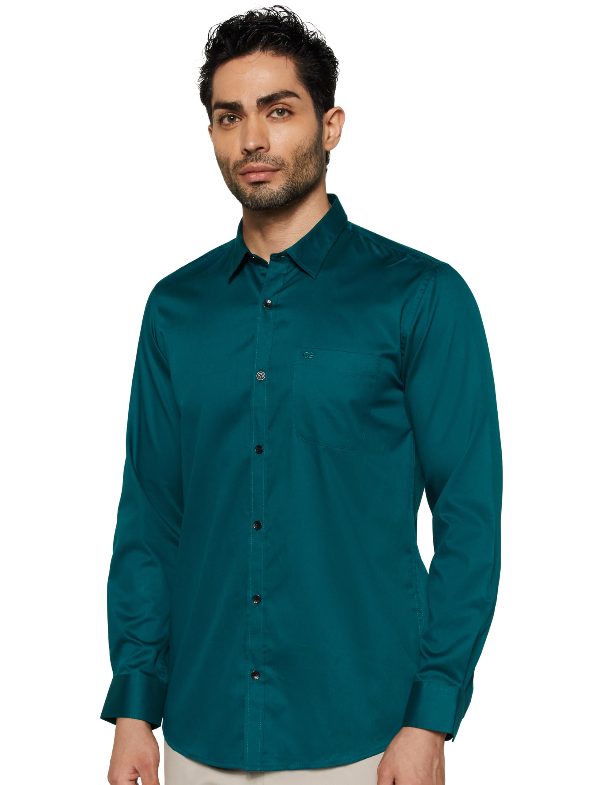 Peter England Men's Cotton Slim Fit Solid Full Sleeve Casual Shirt