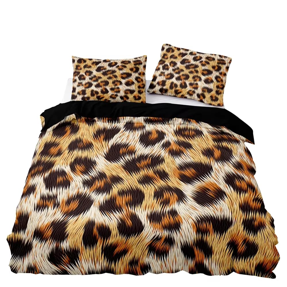 Parure de lit léopard 240x220 imitation peau d'animal sauvage noir