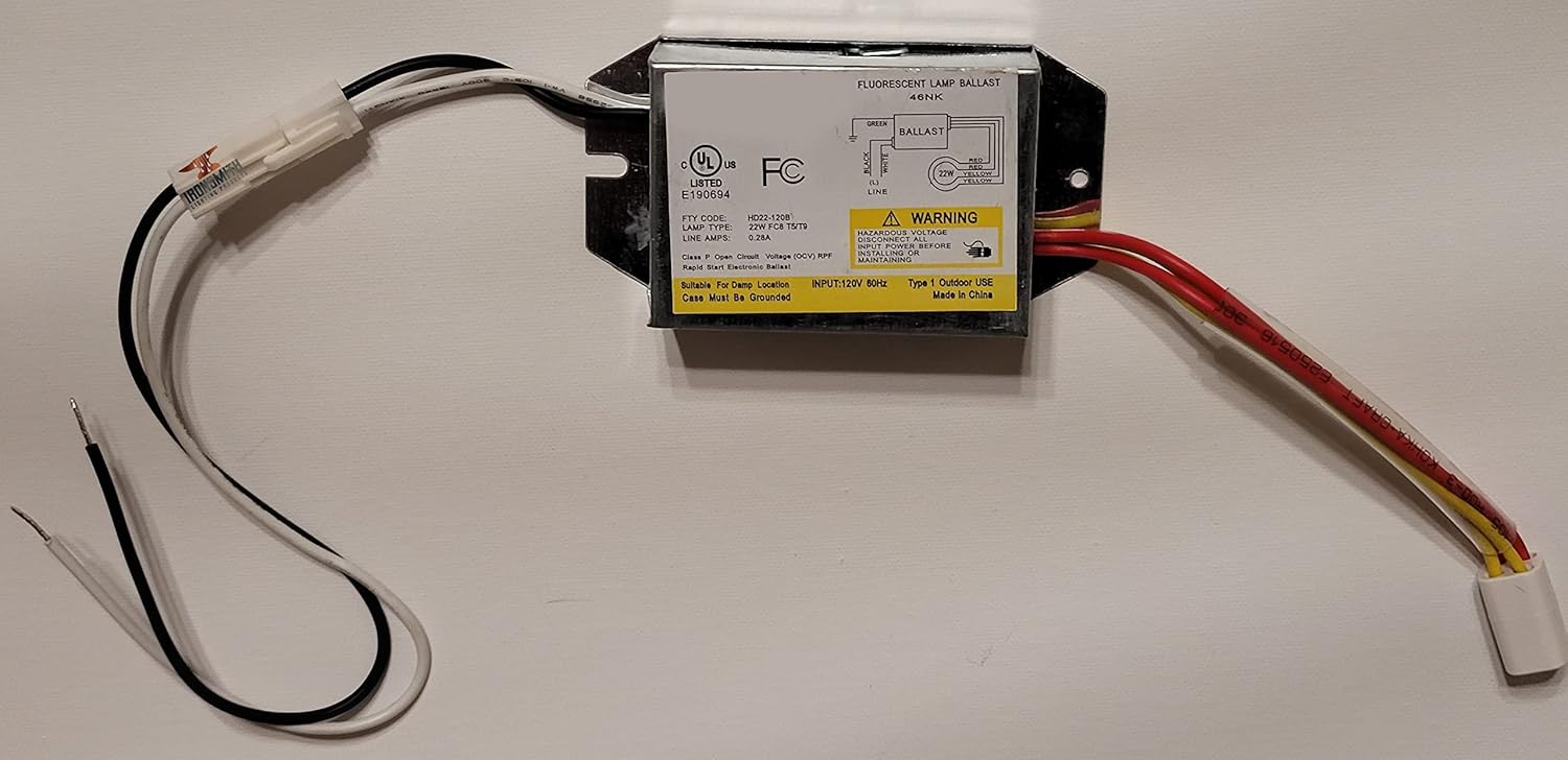 HC Circuline Fluorescent Light Bulb Ballast - Metal Housing, Compact Size, FC8T9/T5 Compatible, 22 Watt 120V Input, FCC/ETL Certified - Corded Electric