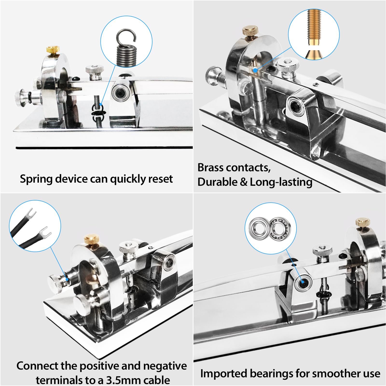 CW Telegraph Key - Chiave classica resistente con codice Morse, radio Ham Send Telegram Morse Code Key Practice Oscillator Chiave diritta con controllo del volume