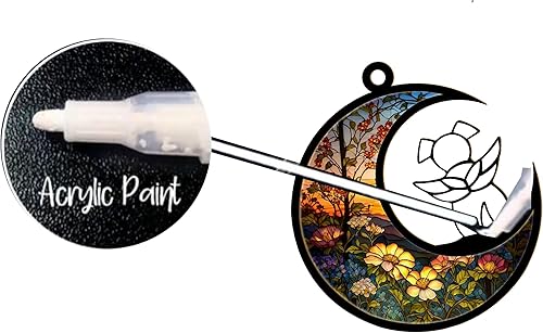 Miniatura 2 de Atrapasoles - Regalos conmemorativos para perros amantes de los perros, un blanco con alas para colgar en la ventana de perro en la luna, atrapa el