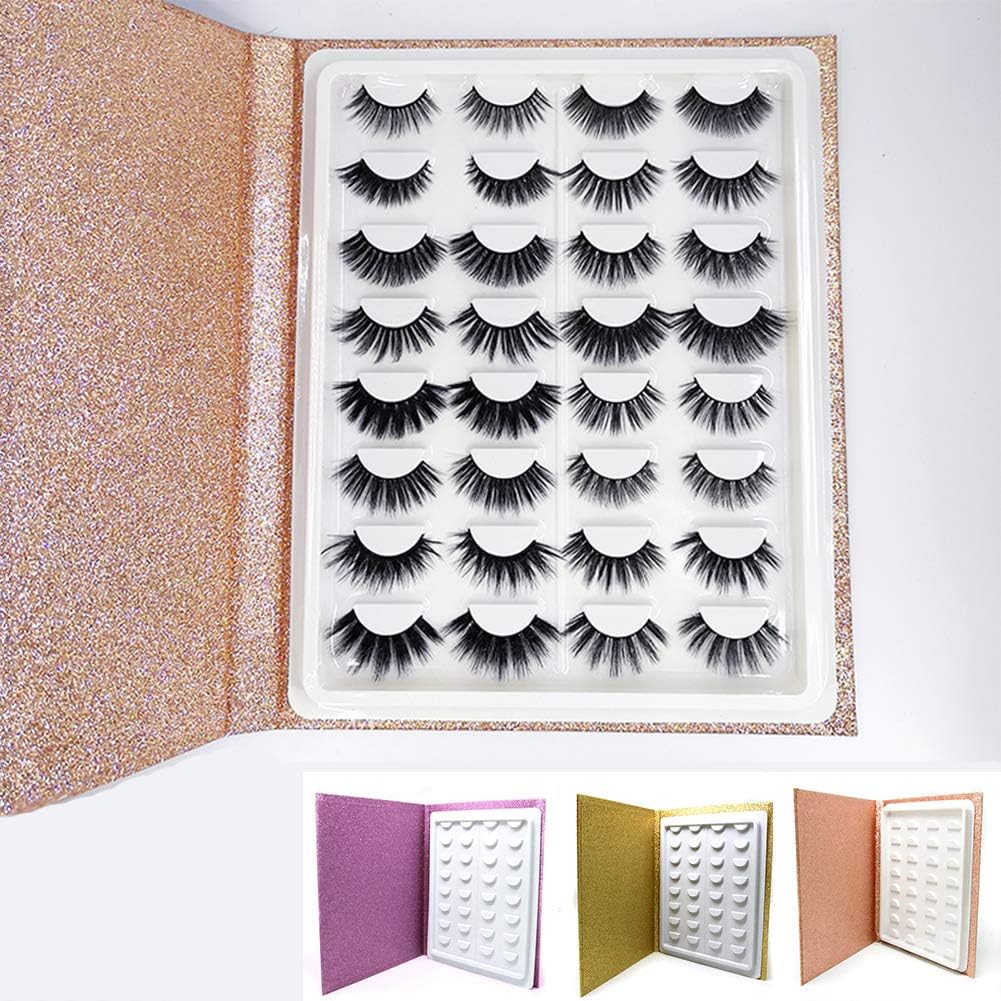 Eyelash Storage Book, 16 Pair Makeup Display Sample Container,Eyelash Catalog Travel Glitter Paper, rose gold - Image 4