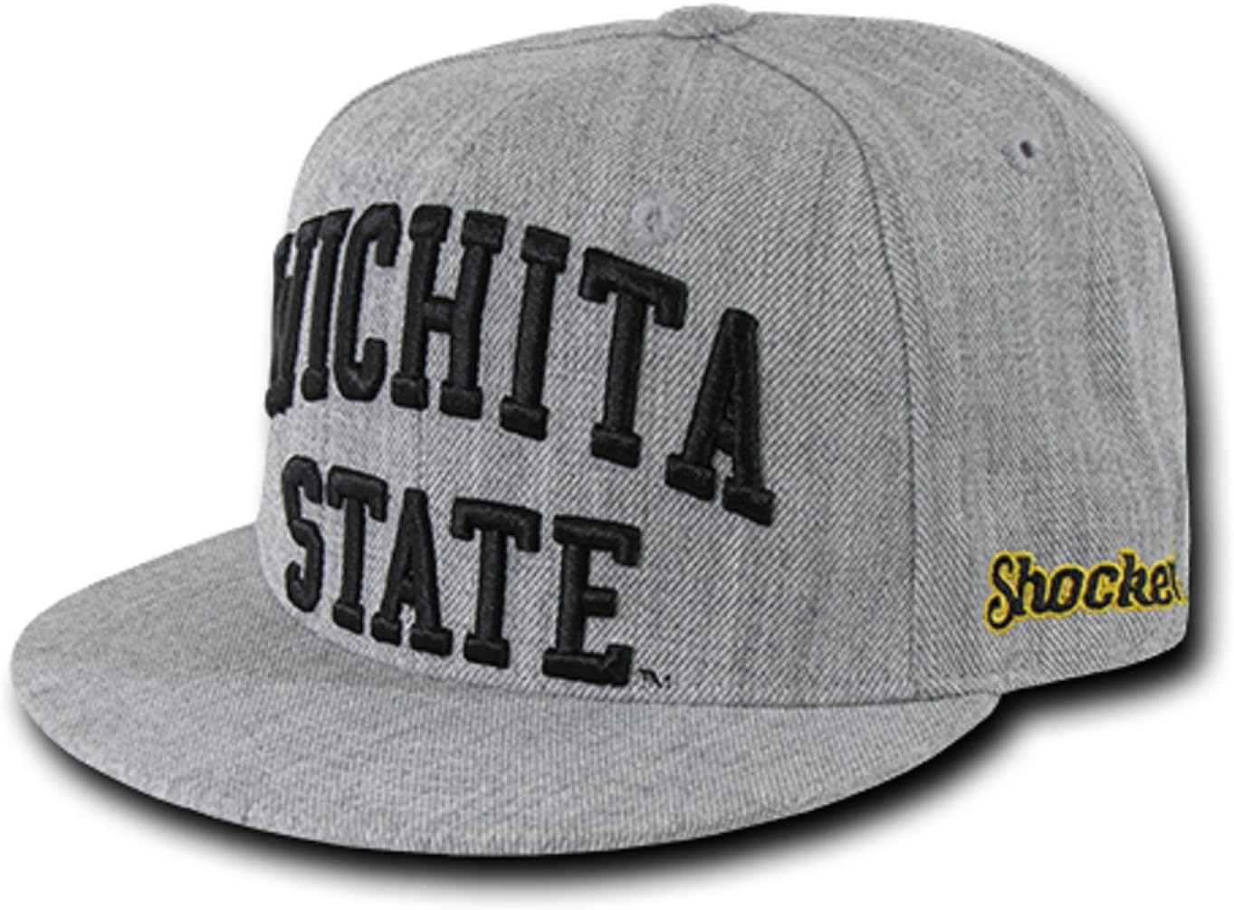 University of Wichita State Shockers NCAA Heather Gray Fitted Flat Bill Baseball Cap Hat - Sizes Run Small