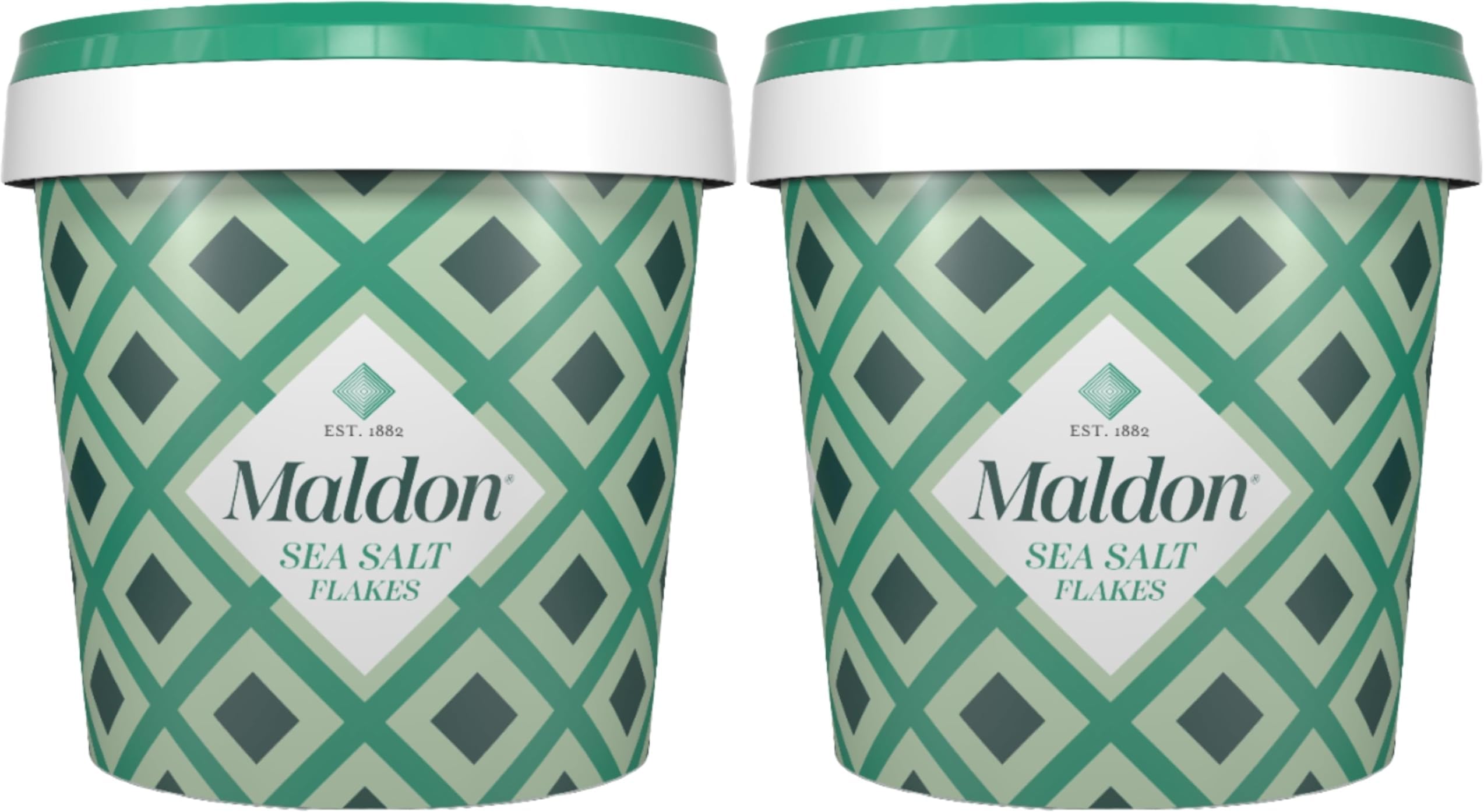 Maldon - Sea Salt Flakes, Unique Pyramid Shaped Salt Flakes, Perfect for a Wide Range of Dishes, Hand-Harvested for Four Generations, 570g Tub (Pack of 2)