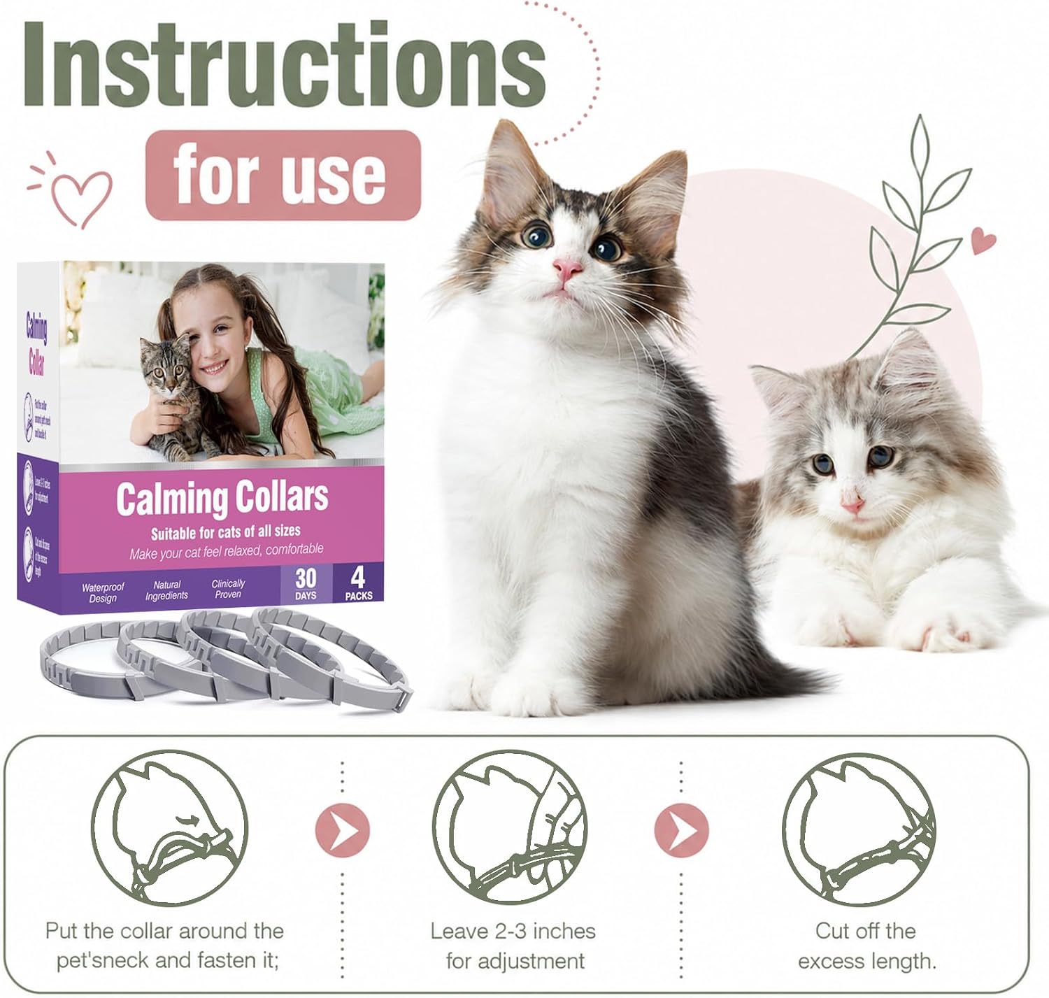 Calming Collar for Cats Cat Pheromone Collar Cat Stress Cat in Heat Relief Cat Pheromone Collar