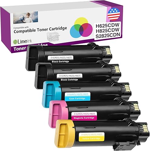 Limeink Cartucho de tóner compatible para Dell H625cdw Toner H825cdw para Dell S2825cdn Cartuchos láser de alto rendimiento H625 H825 s2825 tinta 5