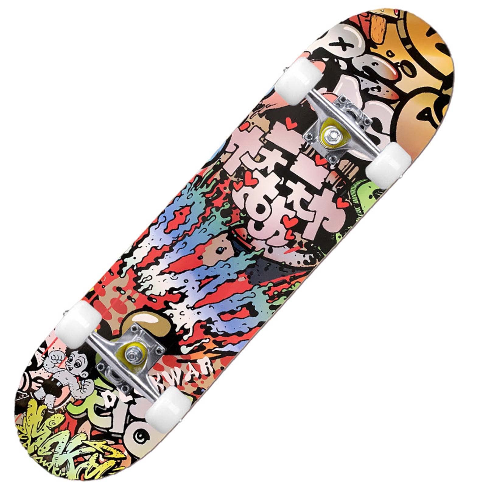 Skateboards with Colorful Flashing Wheels for Beginners Kids Teens 31 x 8 Inch Complete Standard Skate Boards 7
