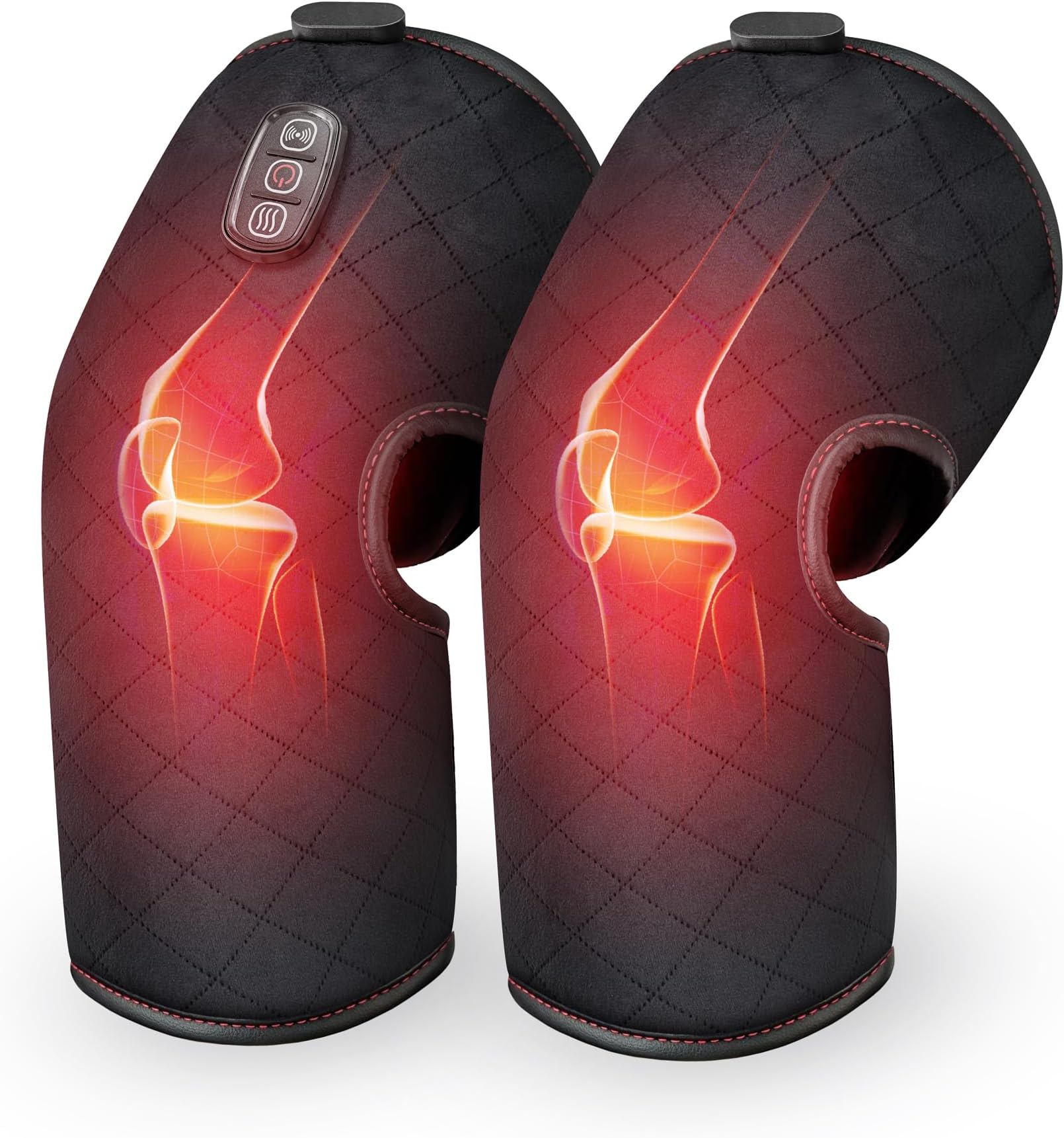 COMFIER Christmas Gifts for Men Women Knee Massager Vibrating Heating Pad for Knee Pain Relief, Knee Warmer with 2 Heat Levels, Pillow