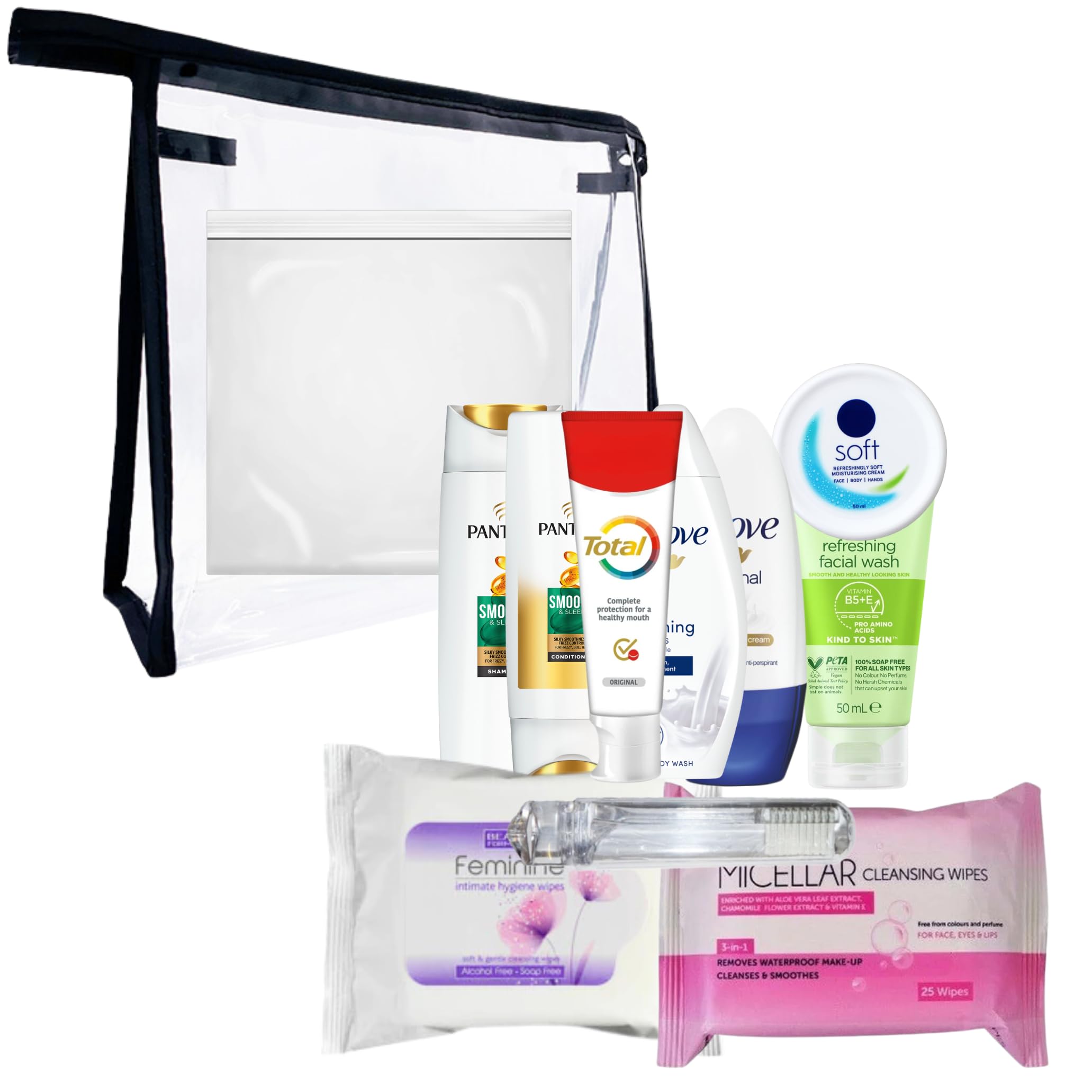 Travel Toiletries Set for Women –13-Piece Mini Toiletries, TSA Approved, Leak-Proof Travel Bag, Travel Toiletry for Holiday or Hospital Over Night Stay