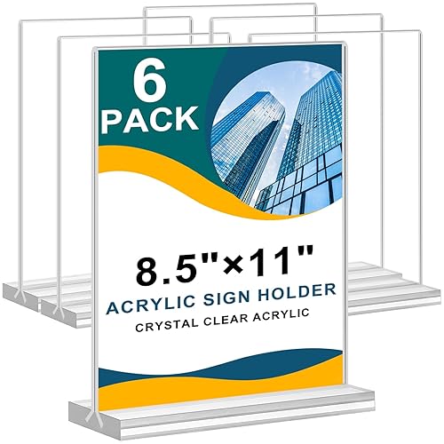 Acrylic Sign Holder 8.5 x 11, Double Sided Clear Acrylic