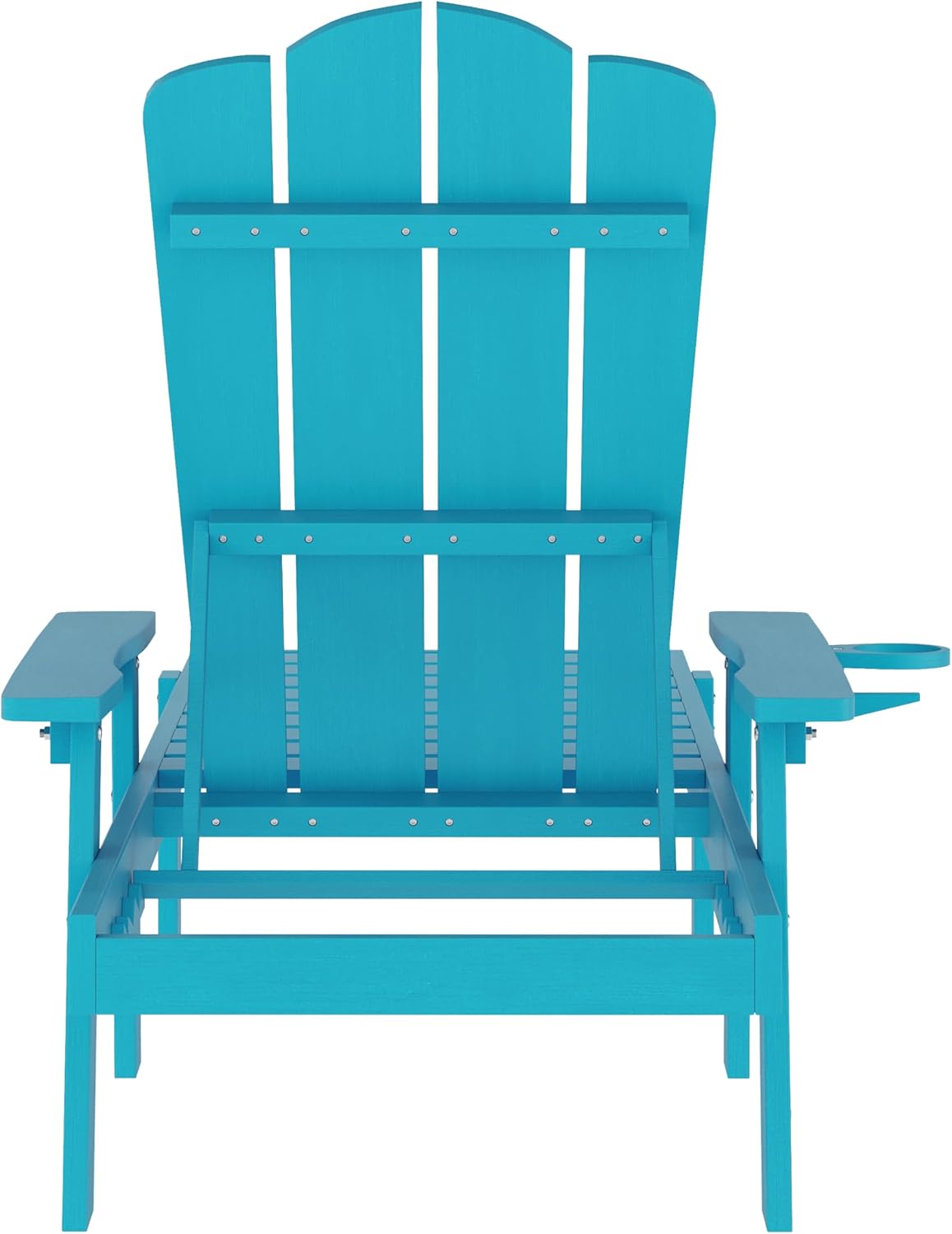 Flash Furniture Sonora Adjustable Adirondack Loungers with Cup Holder, Commercial Grade All-Weather-Weather Indoor/Outdoor Recycled HDPE Lounge Chairs, Set of 2, Blue
