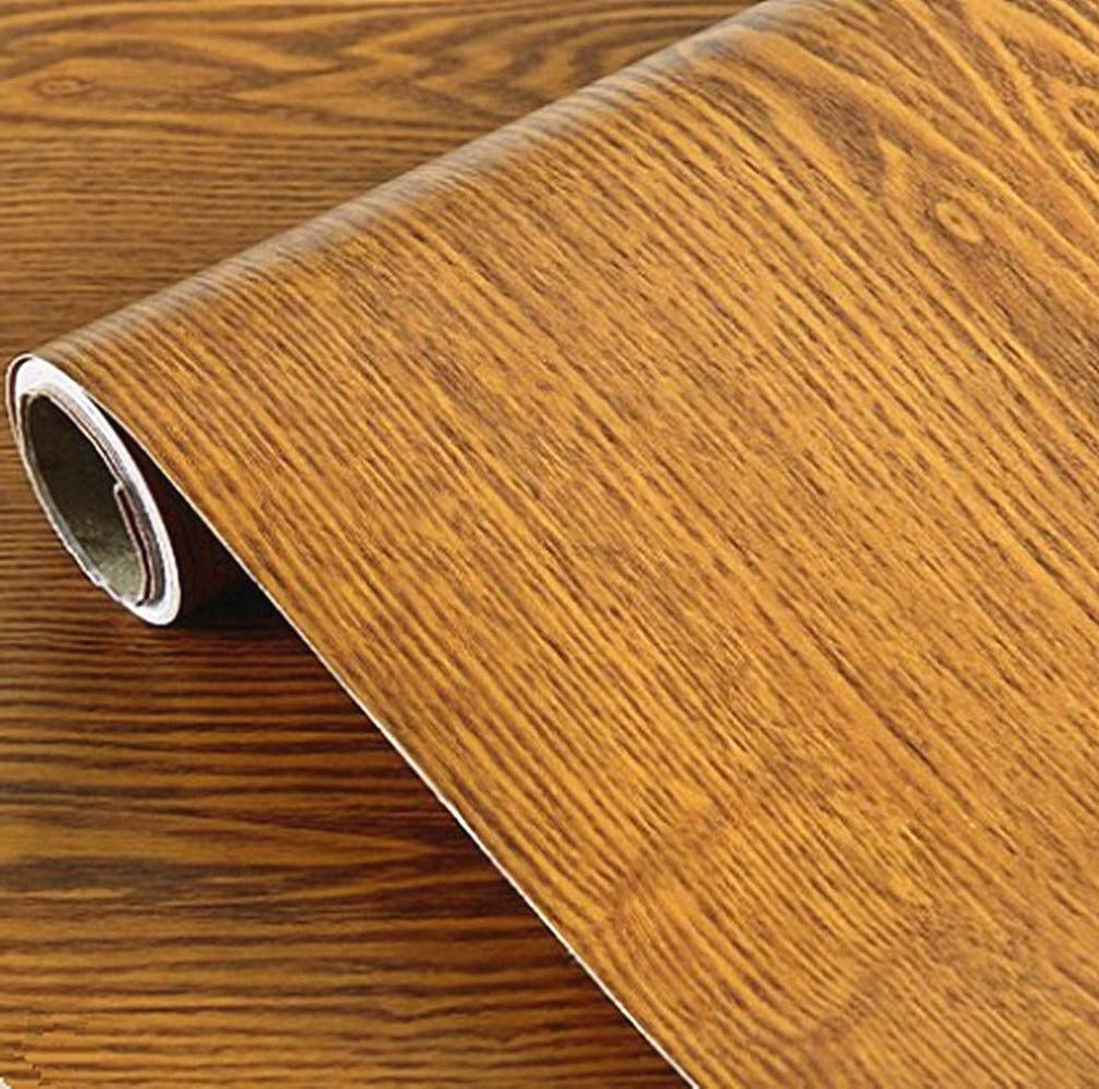 Yellow Oak Wood Grain Adhesive Paper Peel Stick Vinyl Film Furniture Cabinets Wardrobe Decorative Sticker Wallpaper,15.8inch by 6.56ft