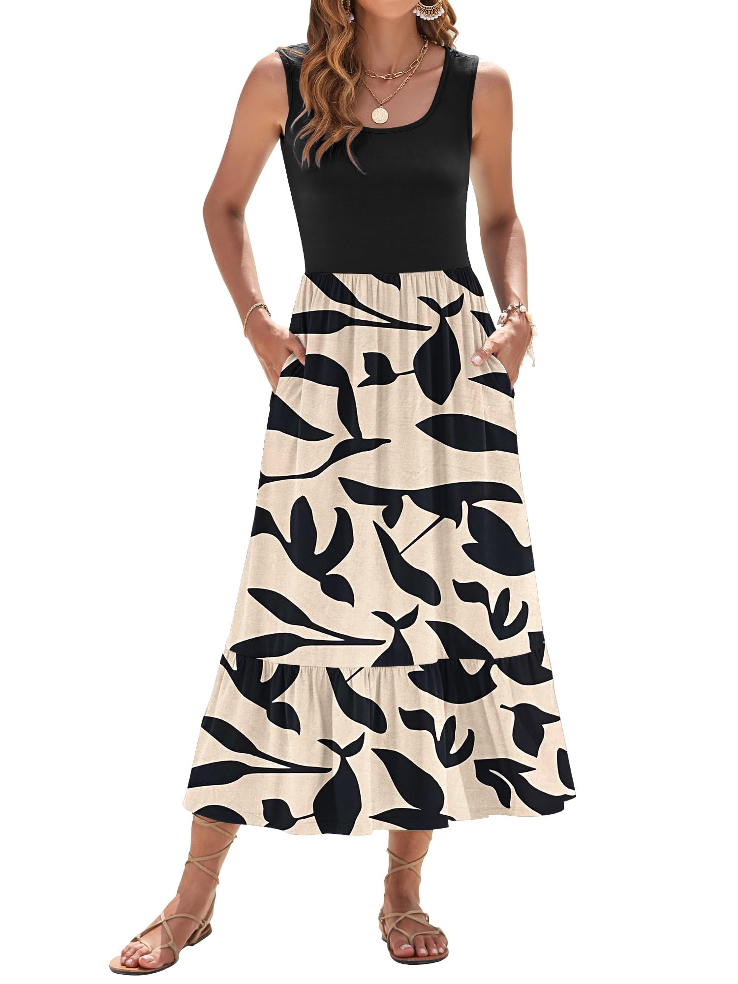 Robe longue sans manches légère et fluide qui masque les complexes