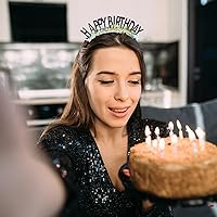 Vista 2 de CIEHER Diadema de corona de cumpleaños para mujeres y niñas, tiara con decoraciones - negro