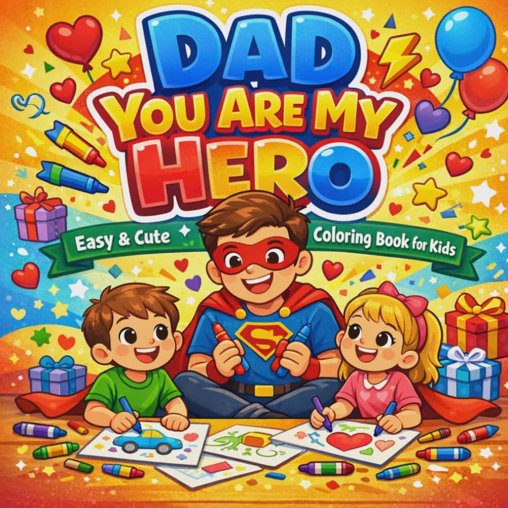 Dad You Are My Hero: Easy & Cute Father’s Day Coloring Book for Kids