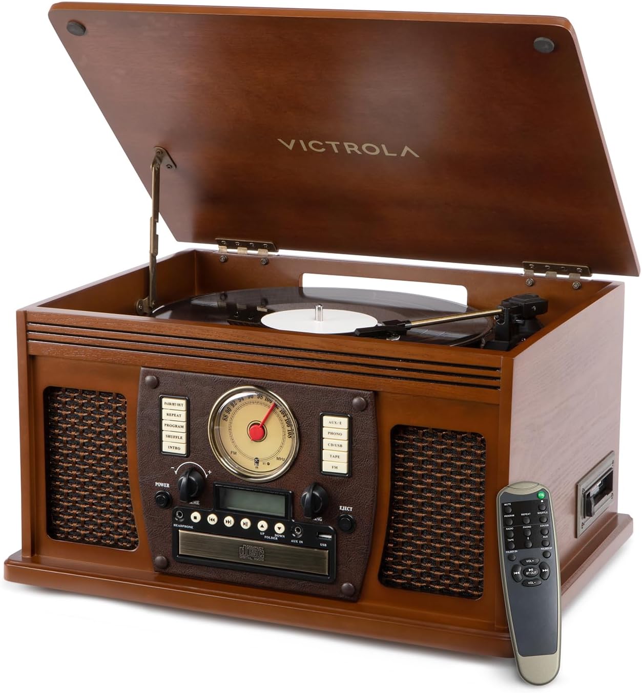 Victrola Navigator - 8-in-1 Bluetooth Record Player - Walnut