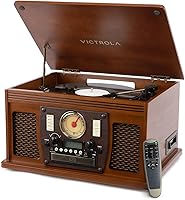 Vista 15 de Victrola Navigator 8 en 1 Reproductor clásico de discos Bluetooth con codificación USB y tocadiscos de 3 velocidades Individual