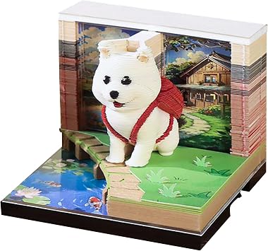 3D Memo Pad Calendar Art Paper Dog Sculpture Writing Planning Studying