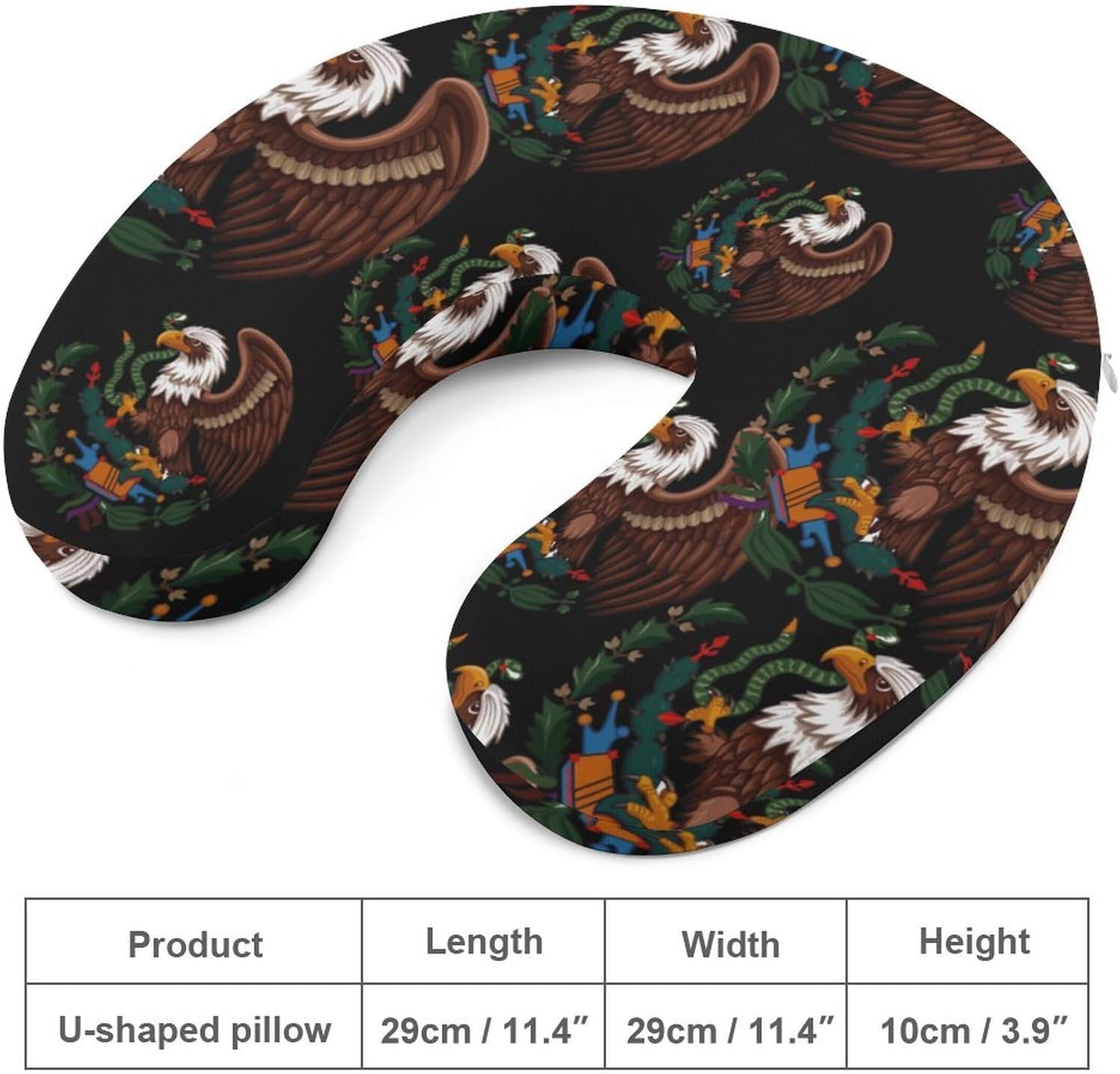 Mexico Flag Eagle Travel Pillow U Shape Neck Pillow Washable Pillowcase for Sleeping Chair