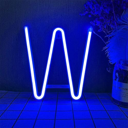 Vista 40 de Letras de neón azules, letreros LED que funcionan con pilas, luces LED del alfabeto, letrero de marquesina, letras decorativas de marquesina, luces