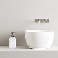 Vista 6 de Dispensador de jabón de vidrio con patrón de diamante de 16 onzas, dispensador de jabón recargable para cocina y baño, con bomba de acero inoxidable