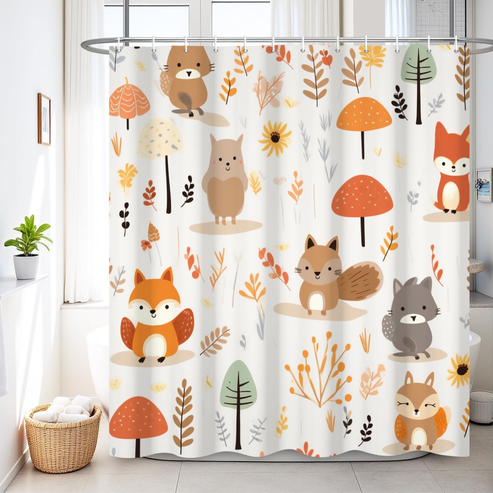 Rideau de douche salle de bain enfants étanche 183 x 183 cm motif animaux mignons et amusants