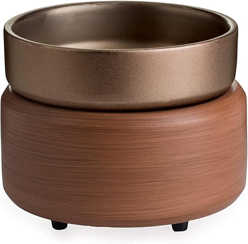 Candle Warmers ETC 2-in-1 Candle and Fragrance Warmer for Warming Scented Candles or Wax Melts and Tarts with to Freshen Room, Pewter Walnut - Pewter Walnut