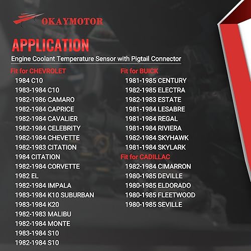 Miniatura 2 de Sensor de temperatura del refrigerante del motor con conector de coleta para GM GMC Chevy Cadillac Buick Oldsmobile Acura Isuzu Honda
