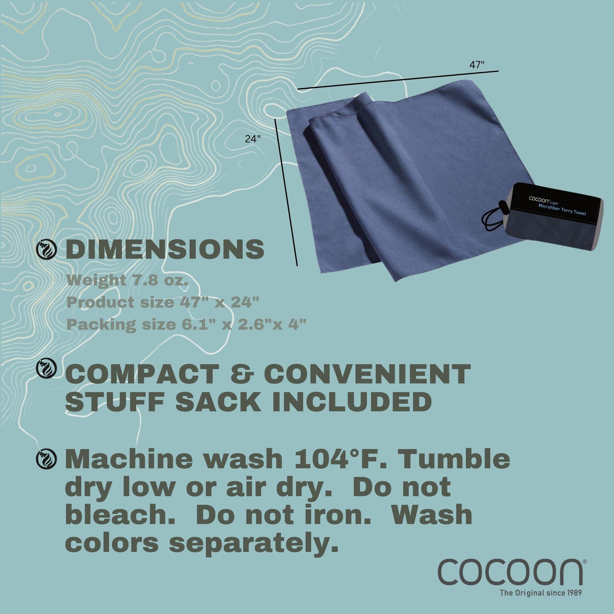 Cocoon Serviette légère en Microfibre Ultralight - pour Le Sport et Le Voyage (Fjord Blue, L)