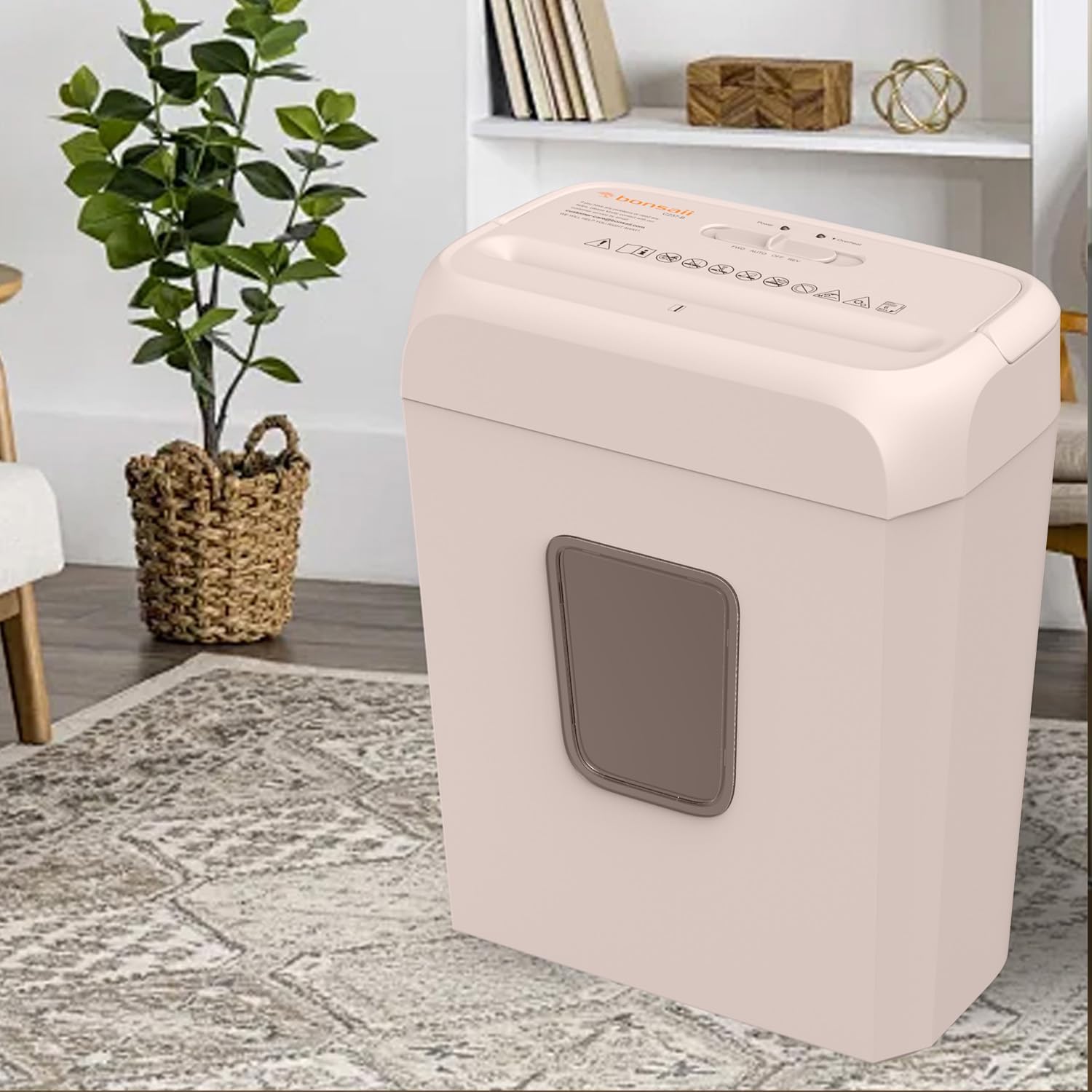 Bonsaii 6-Sheet Cross-Cut Pink Shredder, P-4 High Security Level, Compact Design for Home and Office, Shreds Paper, Credit Cards, Staples, Clips, 3-Minute Continuous Shredding, 3.4-Gal Bin