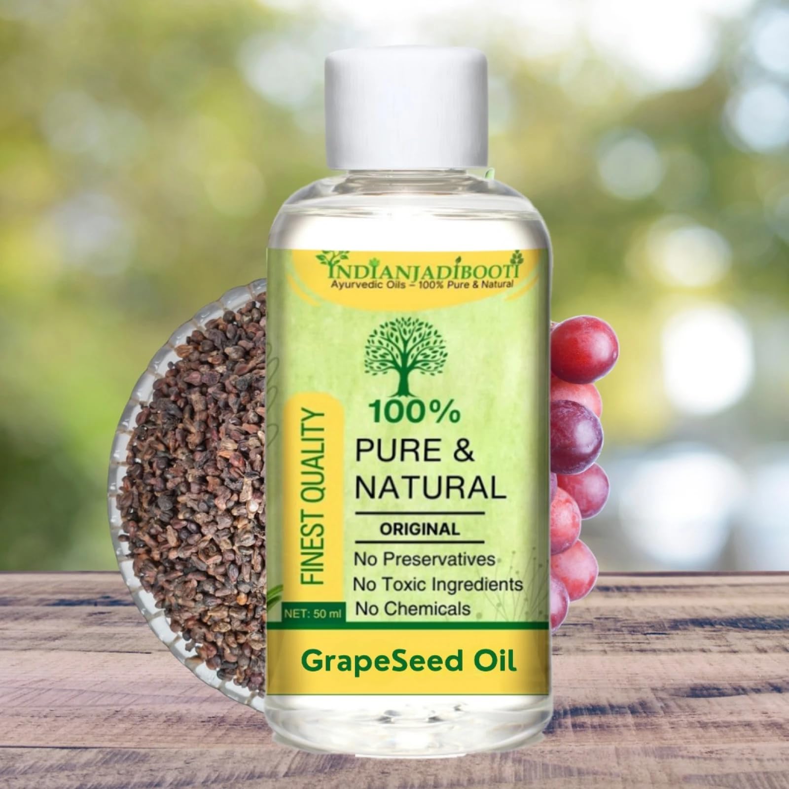 IndianJadiBooti Pure Cold-Pressed Grape Seed Oil (Vitis Vinifera) | Lightweight Botanical Carrier Oil for Non-Comedogenic Hydration, Aromatherapy & Silky Massage 100 ML-image-4