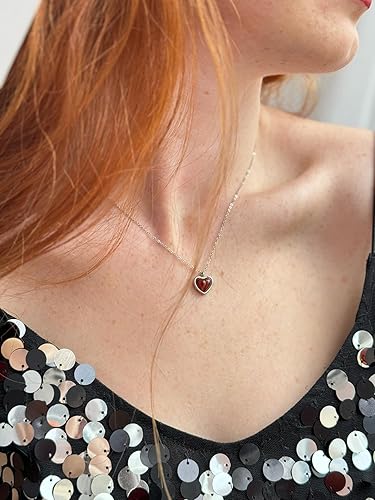 Miniatura 3 de SmileBelle Collar de corazón como regalo de Navidad, collar gótico de turmalina negra, collares de cornalina roja como colgante de cristal para