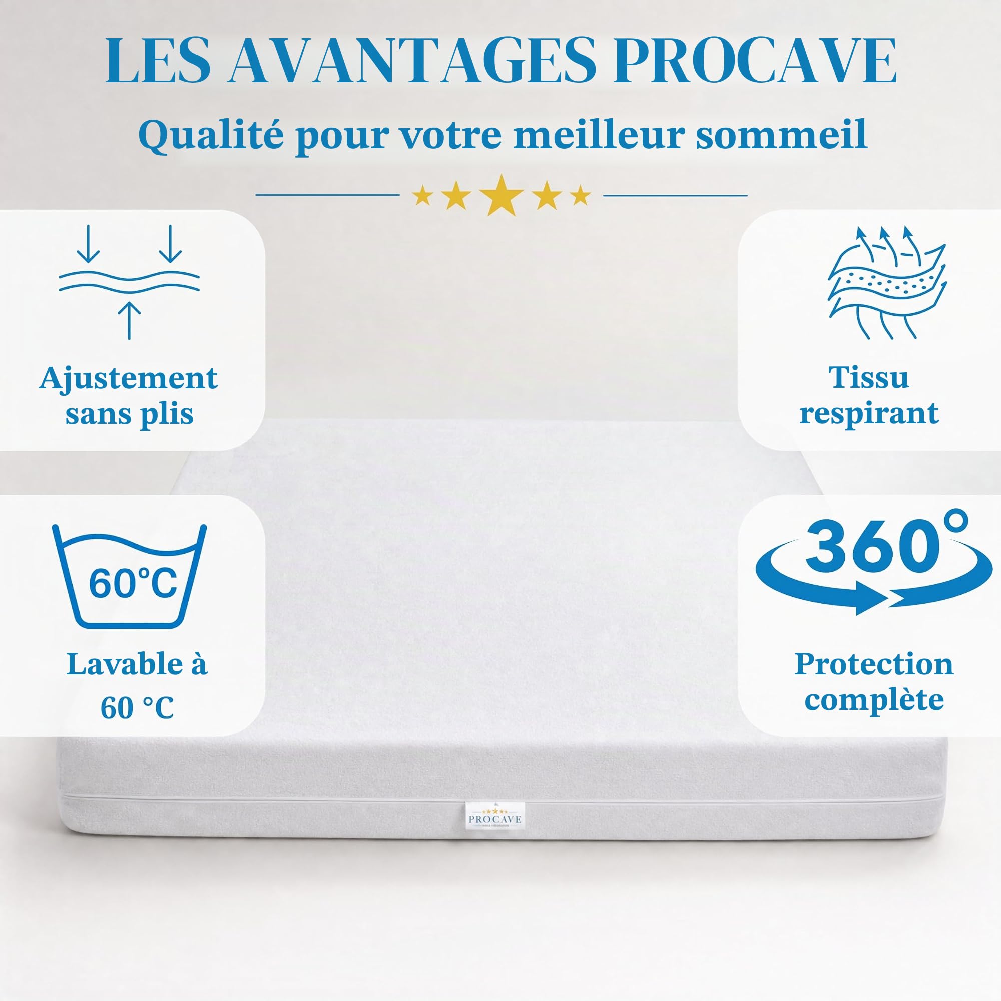 PROCAVE Housse de Matelas en Tissu éponge Non matelassé 80 x 200 cm - Hauteur du Matelas 16-22 cm - Protège-Matelas