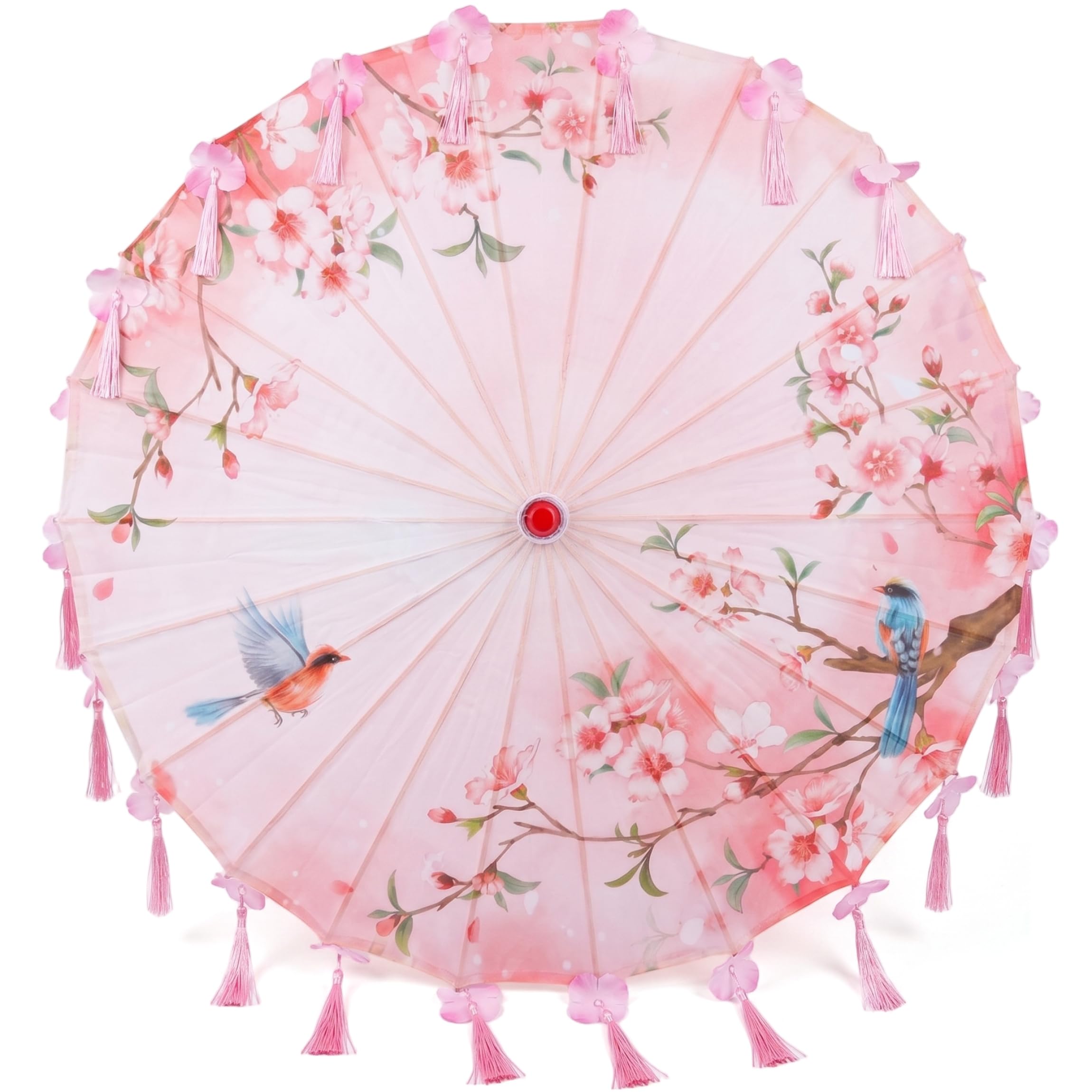 Xoeryoy Chinese Umbrella, Handmade Silk Decorative Stick Umbrella with Tassel for Women, Japanese Stick Umbrellas for Wedding Photography Props, Dance, Party Favor Decor