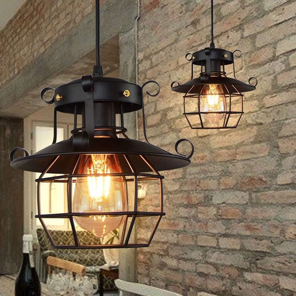 Light Metal Ceiling Light Chandelier Industrial Light Fixtures Wrought Iron Cage Droplight Retro Loft Restaurant Hanging Lamp,Chandeliers