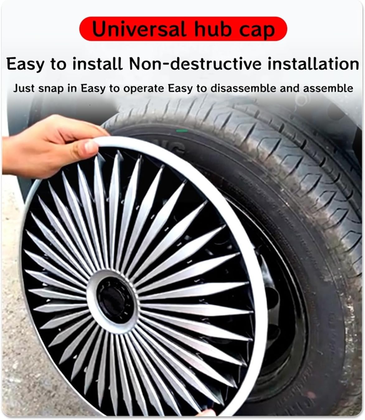 Hubcap Wheel Cover Replacement, 12 13 14 15 16 17 Inch Rims Universal Wheel Hub Caps Cover, ABS Material Exterior Accessories Snap On Car Truck SUV -Set of 4 (Blue+Black, 12")