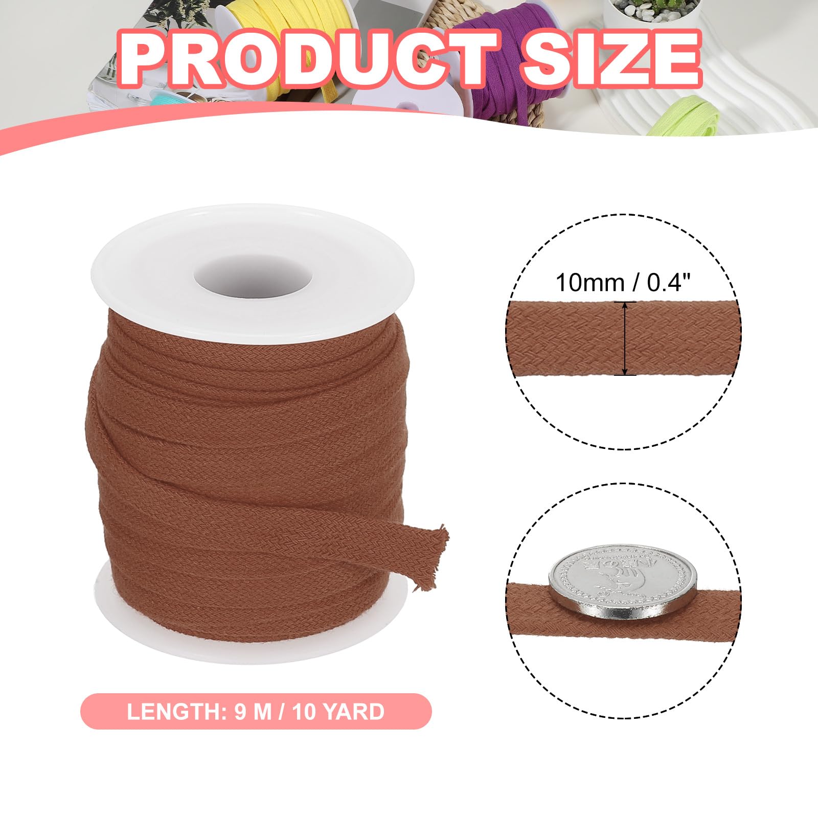 PATIKIL Flat Drawstring Cord 0.4 Inch x 10 Yd - Image 2