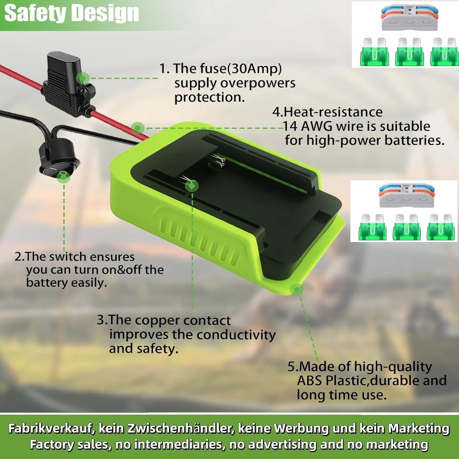 2 Pcs for Ryobi 40V Battery for Power Wheel Adapter,Charger Adaptor DIY Use Converter for Ryobi Battery Power Station,with Fuse Wire terminals kit