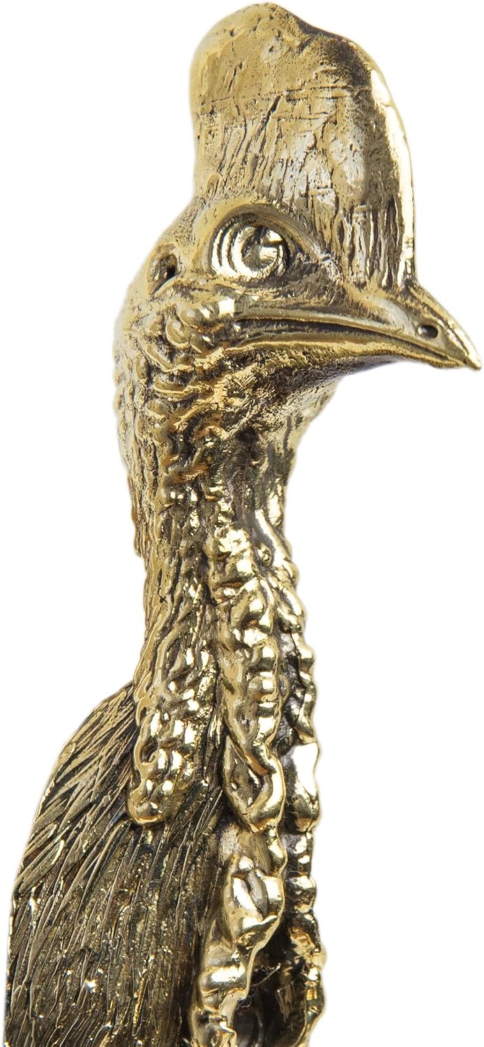Cassowary Brass Wall Hook – Handmade Solid Brass Coat Hook – Decorative Rare Bird Wall Mount for Towels, Bags, Leashes. Exotic Animal Home Accent Gift
