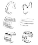 REVOLIA 6Pcs Arm Cuff Upper Arm Band Chunky Gold Cuff Bracelets for Women Adjustable Upper Arm Bracelet Minimalist Coil Bangle Open Wide Warp Bracelets Set