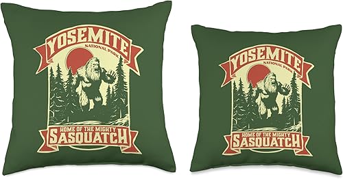 Miniatura 3 de Yeti Habitation Project - Bigfoot & Sasquatch Art Yosemite Park Home of The Mighty Sasquatch Bigfoot - Almohada retro (16 x 16 pulgadas), multicolor