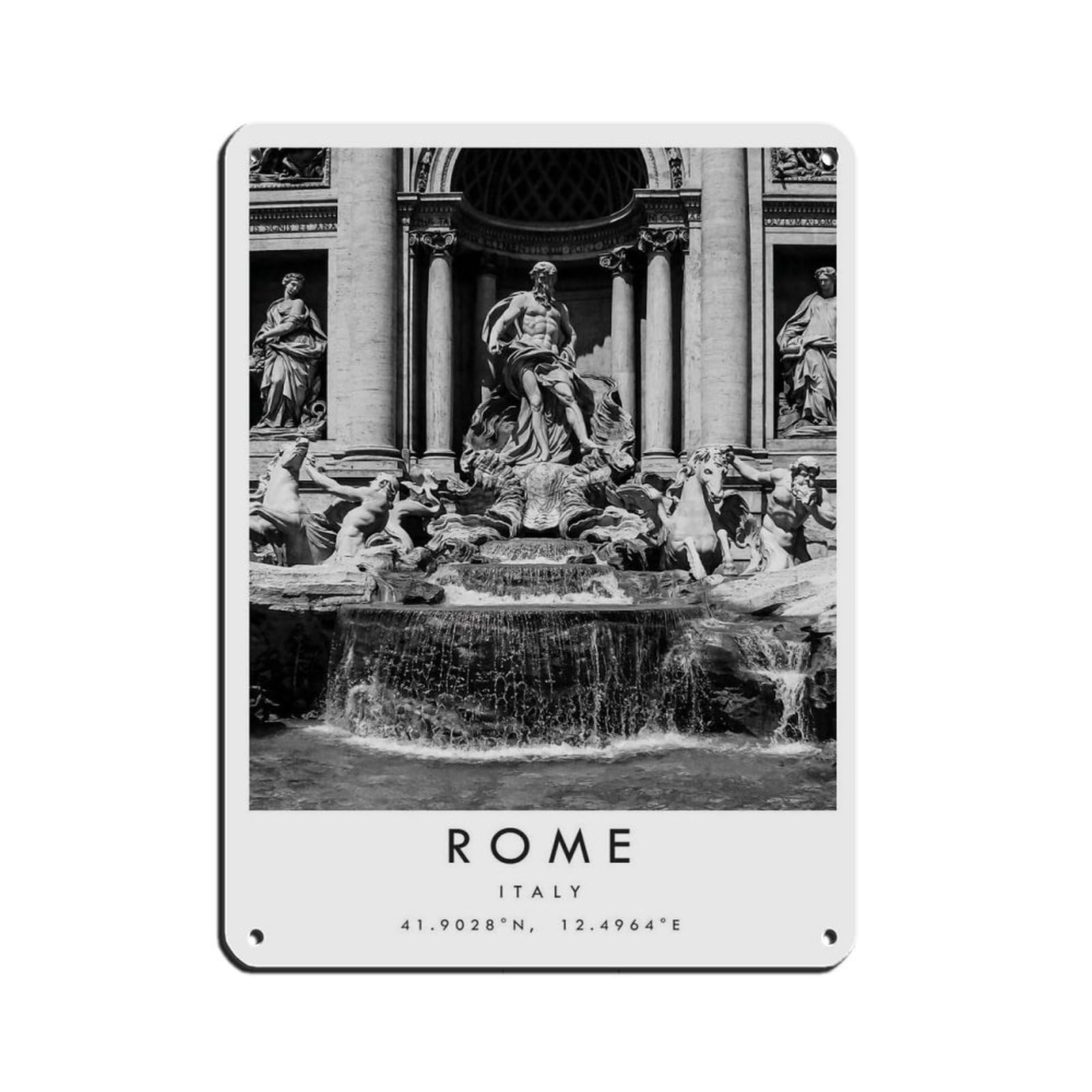 Rome Travel Tin Sign Vintage Metal Pub Club Cafe Bar Home Wall Art Decoration Poster Retro 12x16inch(30x40cm)
