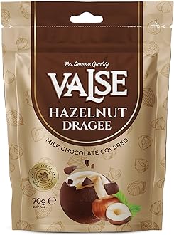 Chocolate Covered Hazelnuts Dragee, Milk Chocolate Covered Freeze Dried Hazelnuts Dragee, 2.47 oz Chocolate Covered Fruit, Chocolate Dipped Hazelnuts Dragee (Mini, Hazelnut)