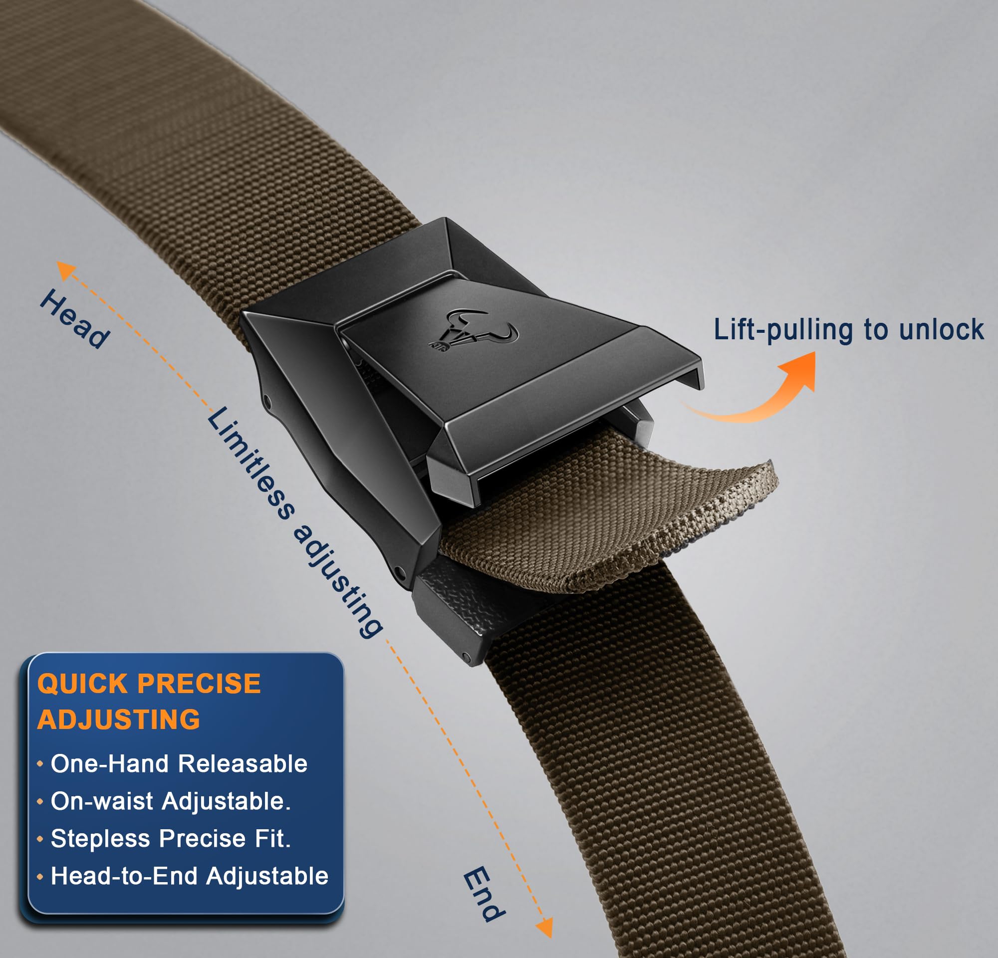 BULLIANT Cintura Tattica,Cintura Uomo Militare Lavoro Trekking 3,8cm,Fibbia a Sgancio Rapido