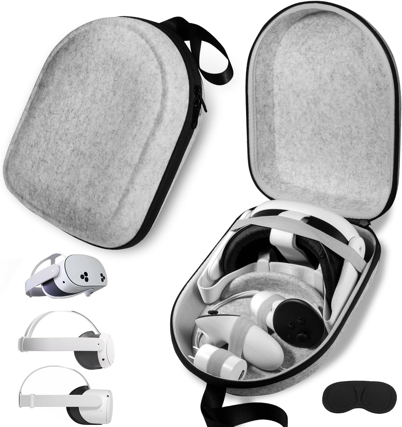 Carrying Case Compatible with Oculus Meta Quest 3S/Quest 3/Quest 2, Apple Vision Pro VR Headsets Original Head Strap and Controller Accessories, Hard Shell Bag for Travel and Storage